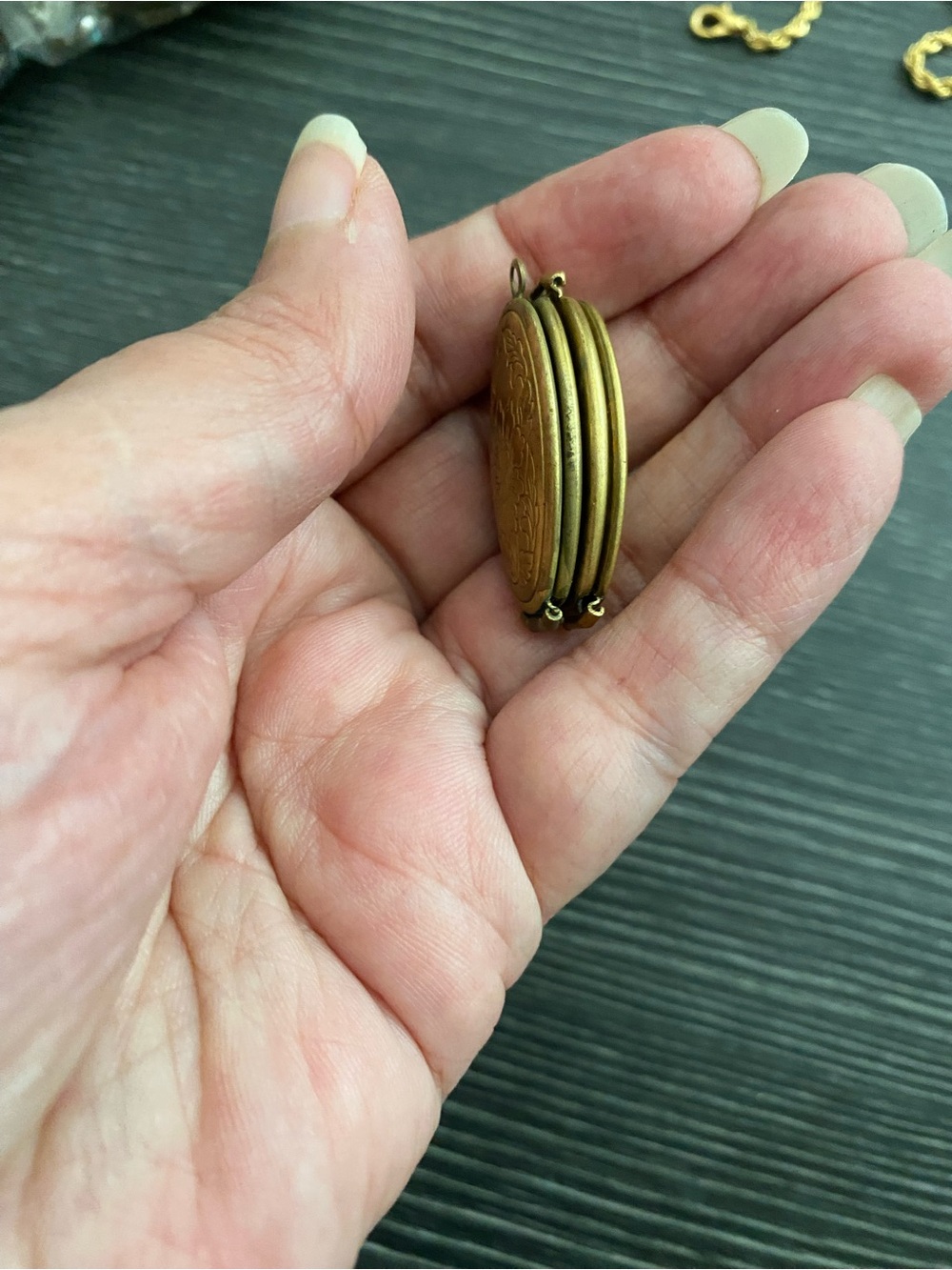 Antique-Style Gold Tone Multi-Panel Locket Pendant